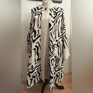 Funnel Neck ANIMAL PRINT CARDIGAN CHUNKY OVERSIZED THICK Cotton SWEATER  XL